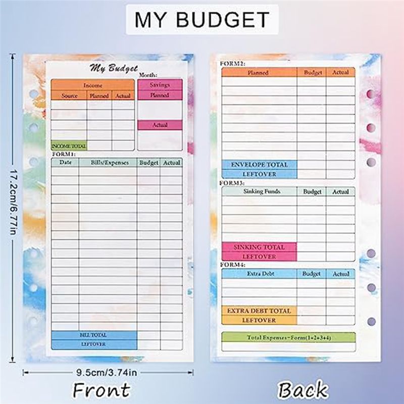 FTGT-A6 Budget Planner Refill  - Planner Weekly Budget review and price